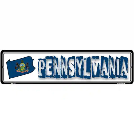 Pennsylvania State Outline Novelty Metal Vanity Street Sign 12" x 3" (MK)