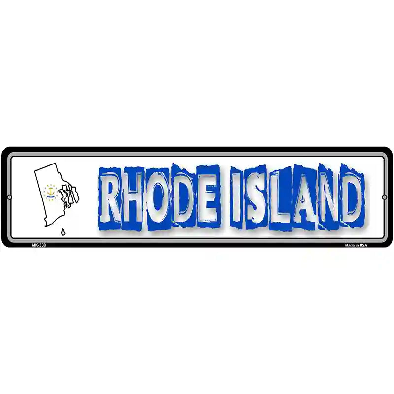 Rhode Island State Outline Novelty Metal Vanity Street Sign 12" x 3" (MK)