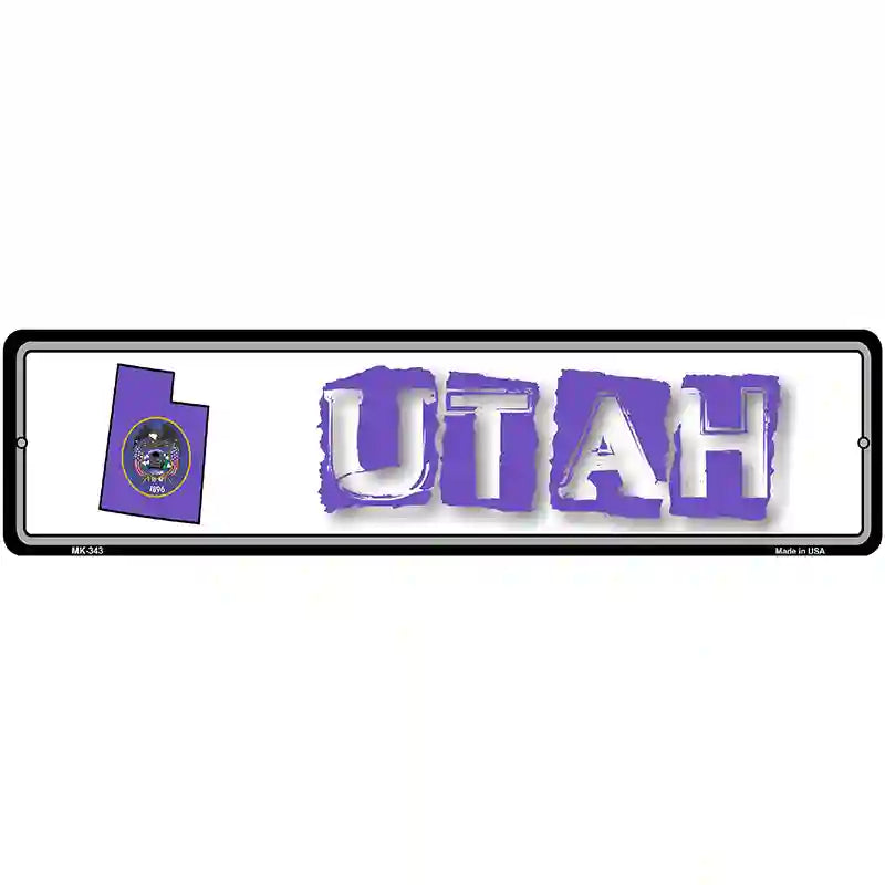 Utah State Outline Novelty Metal Vanity Street Sign 12" x 3" (MK)