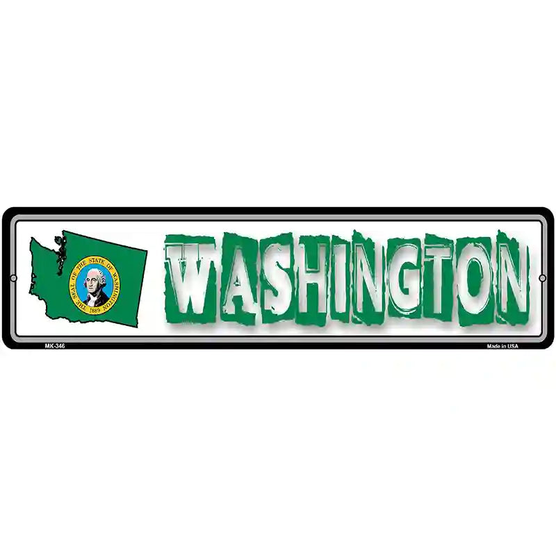 Washington State Outline Novelty Metal Vanity Street Sign 12" x 3" (MK)