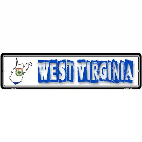 West Virginia State Outline Novelty Metal Vanity Street Sign 12" x 3" (MK)