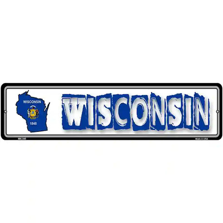 Wisconsin State Outline Novelty Metal Vanity Street Sign 12" x 3" (MK)