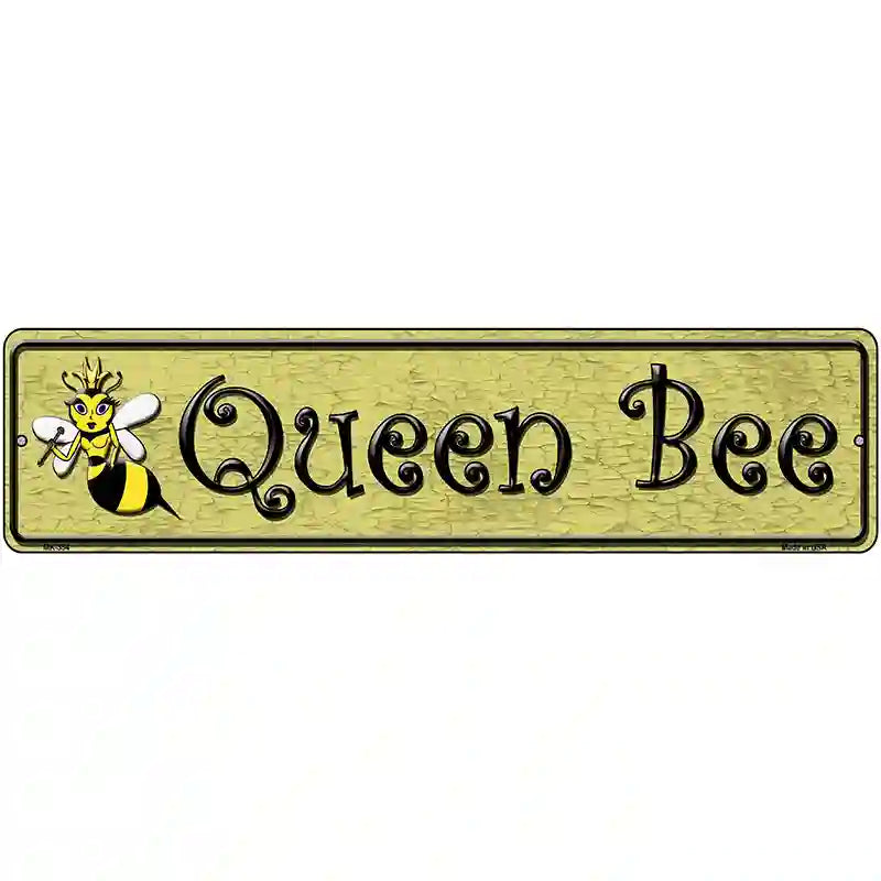 Queen Bee Gold Novelty Metal Street Sign 12" x 3" (MK)