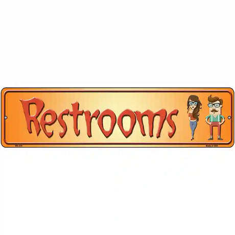 Restrooms Orange Metal Novelty Street Sign 12" x 3" (MK)