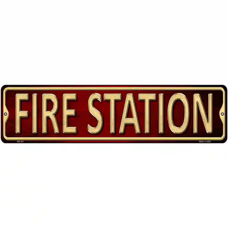 Fire Station Metal Novelty Street Sign 12" x 3" (MK)