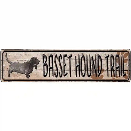 Basset Hound Trail Novelty Metal Street Sign 12" x 3" (MK)