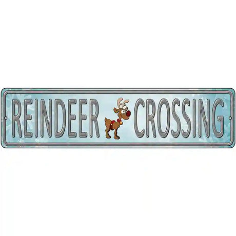 Reindeer Crossing Novelty Metal Street Sign 12" x 3" (MK)