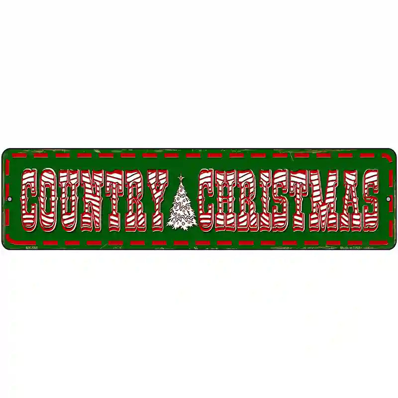 Country Christmas Novelty Metal Street Sign 12" x 3" (MK)