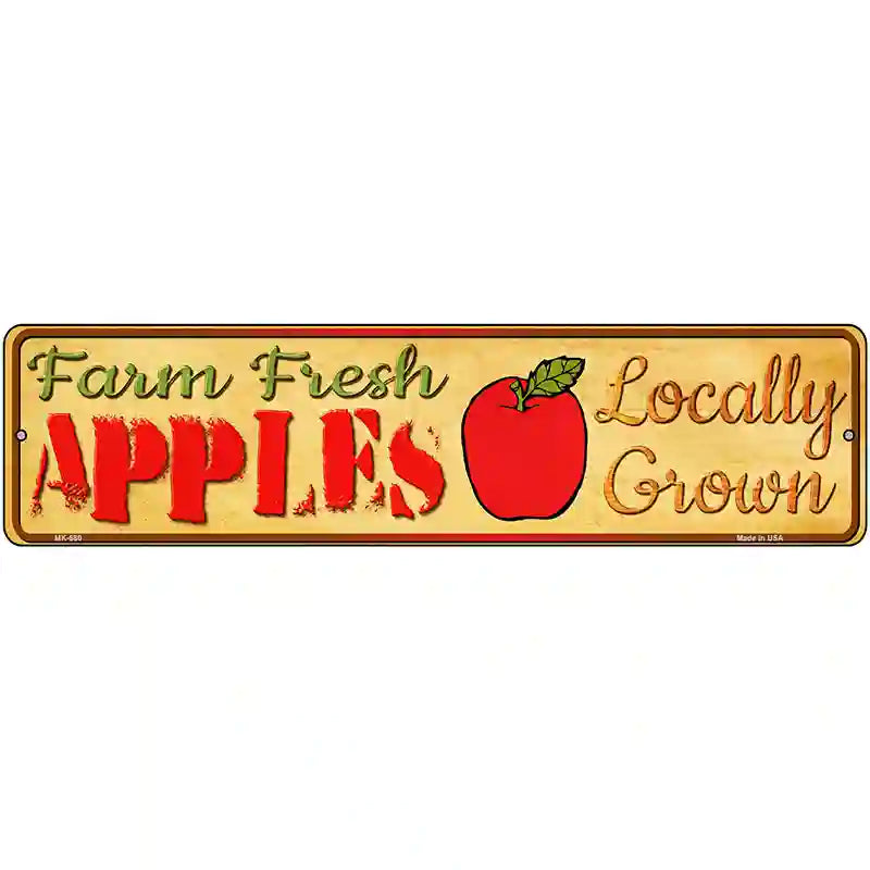 Farm Fresh Apples Novelty Metal Street Sign 12" x 3" (MK)