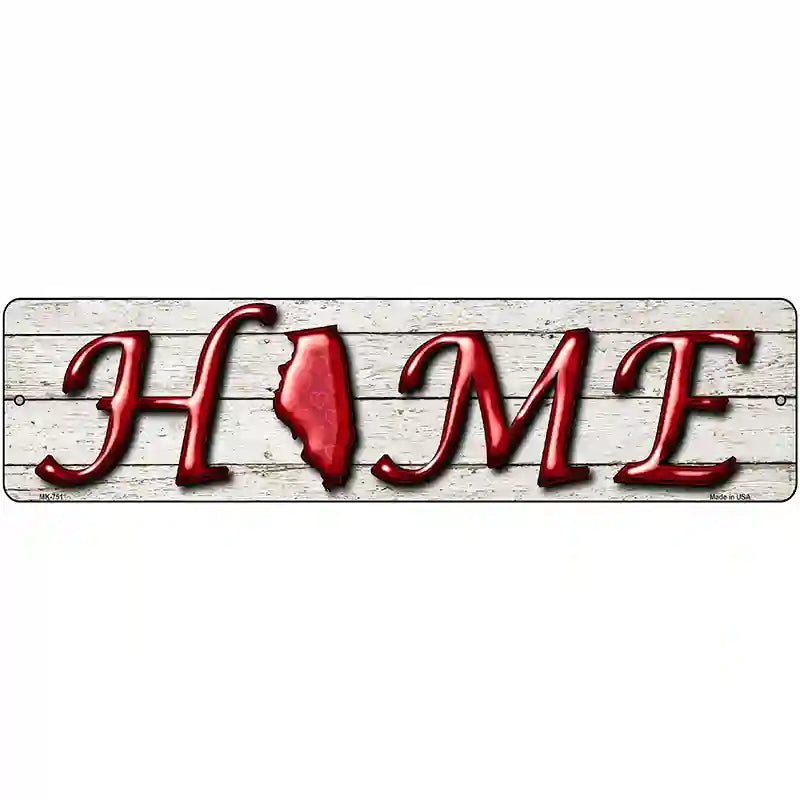 Illinois Home State Outline Novelty Metal Street Sign 12" x 3" (MK)