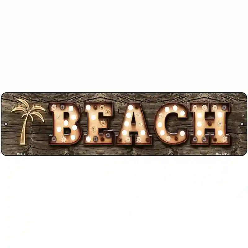 Beach Palm Tree Bulb Lettering Novelty Metal Street Sign 12" x 3" (MK)