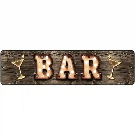 Bar Cocktails Bulb Lettering Novelty Metal Street Sign 12" x 3" (MK)