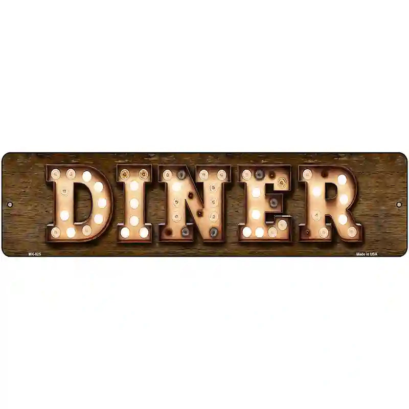 Diner Bulb Lettering Novelty Metal Street Sign 12" x 3" (MK)