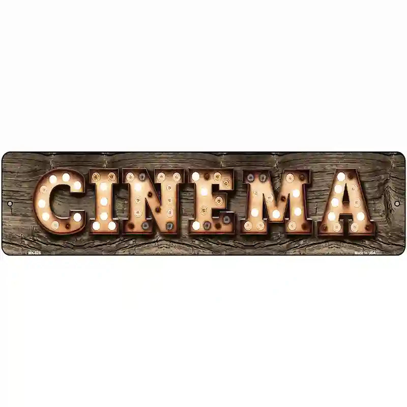 Cinema Bulb Lettering Novelty Metal Street Sign 12" x 3" (MK)