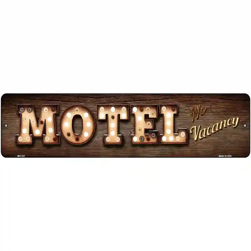 Motel No Vacancy Bulb Lettering Novelty Metal Street Sign 12" x 3" (MK)