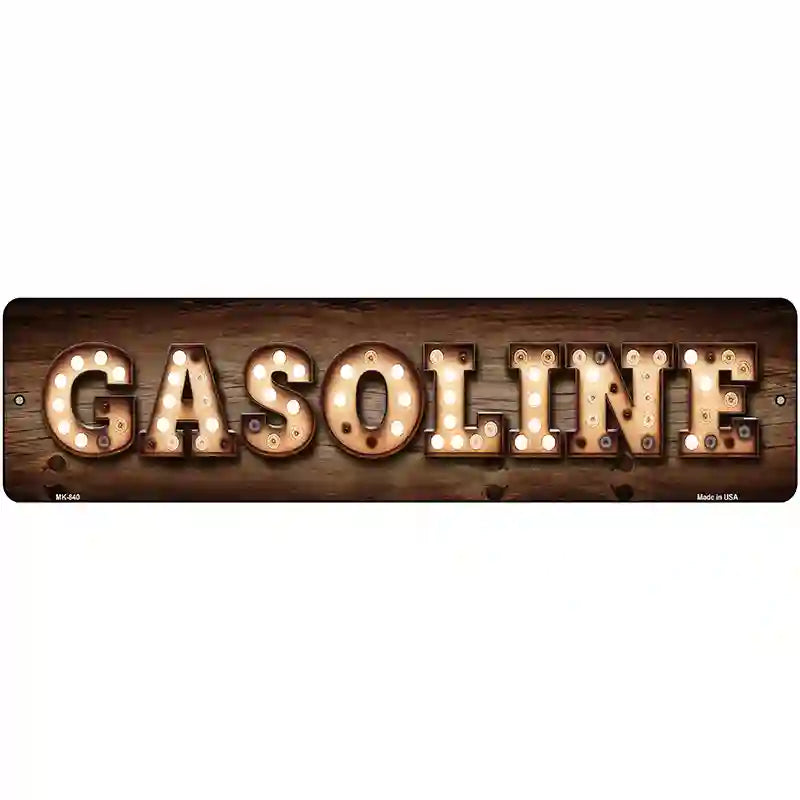 Gasoline Bulb Lettering Novelty Metal Street Sign 12" x 3" (MK)