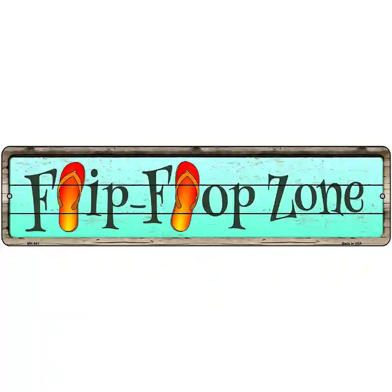 Orange Flip Flop Zone Novelty Metal Street Sign 12" x 3" (MK)