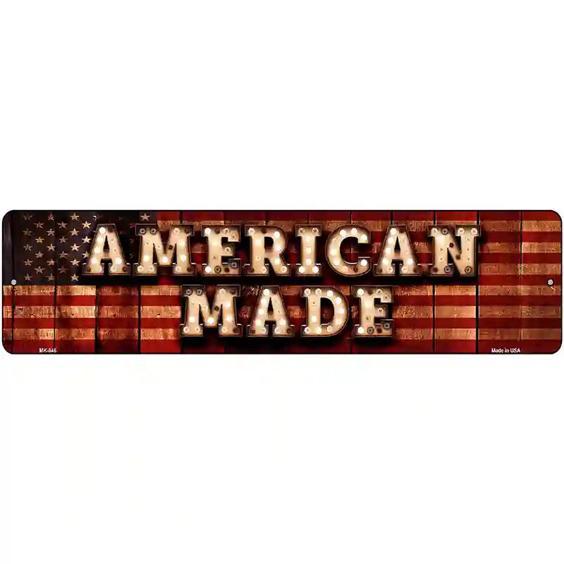 American Made Bulb Lettering American Flag Novelty Metal Street Sign 12" x 3" (MK)