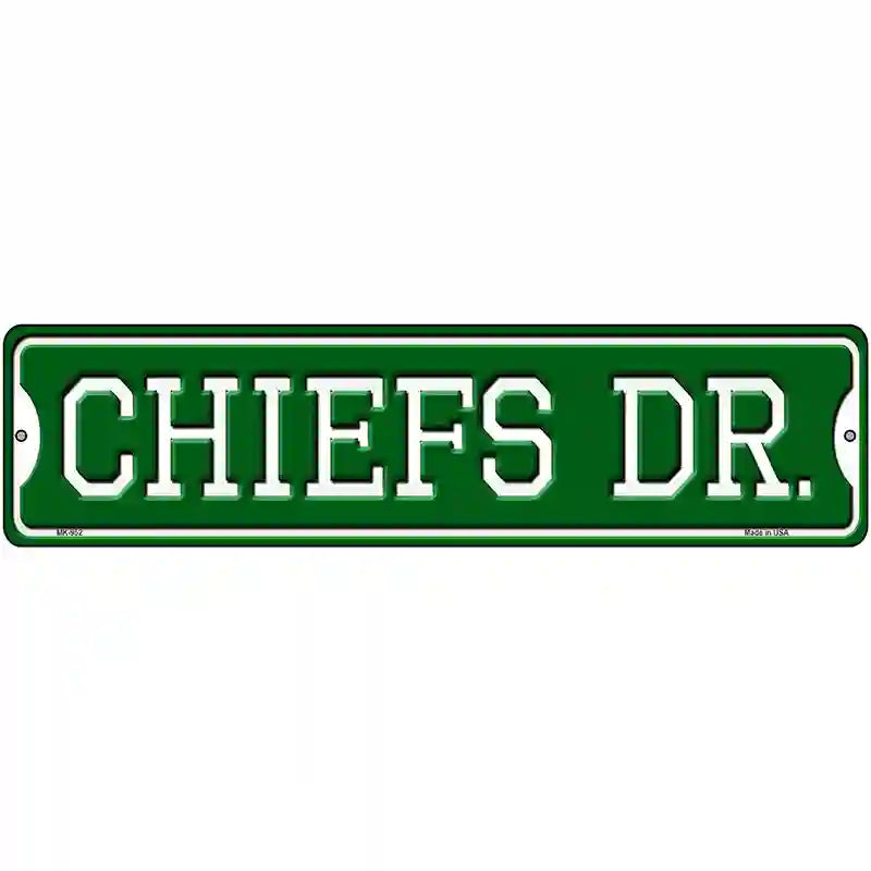 Chiefs Dr Novelty Metal Street Sign 12" x 3" (MK)