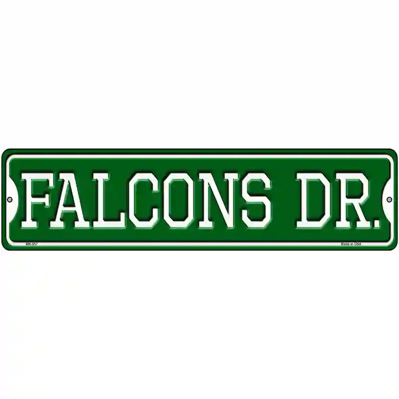 Falcons Dr Novelty Metal Street Sign 12" x 3" (MK)