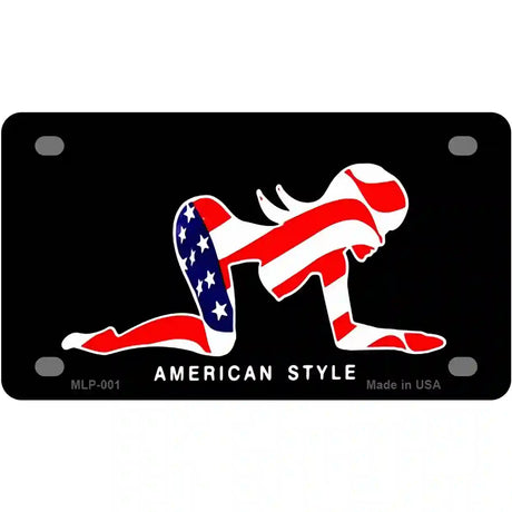 American Style Sexy Flag Pose Metal License Plate 4" x 2.2" (MLP)