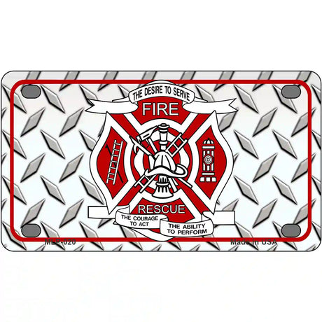 Fire Fighter Rescue Novelty Metal License Plate 4" x 2.2" (MLP)