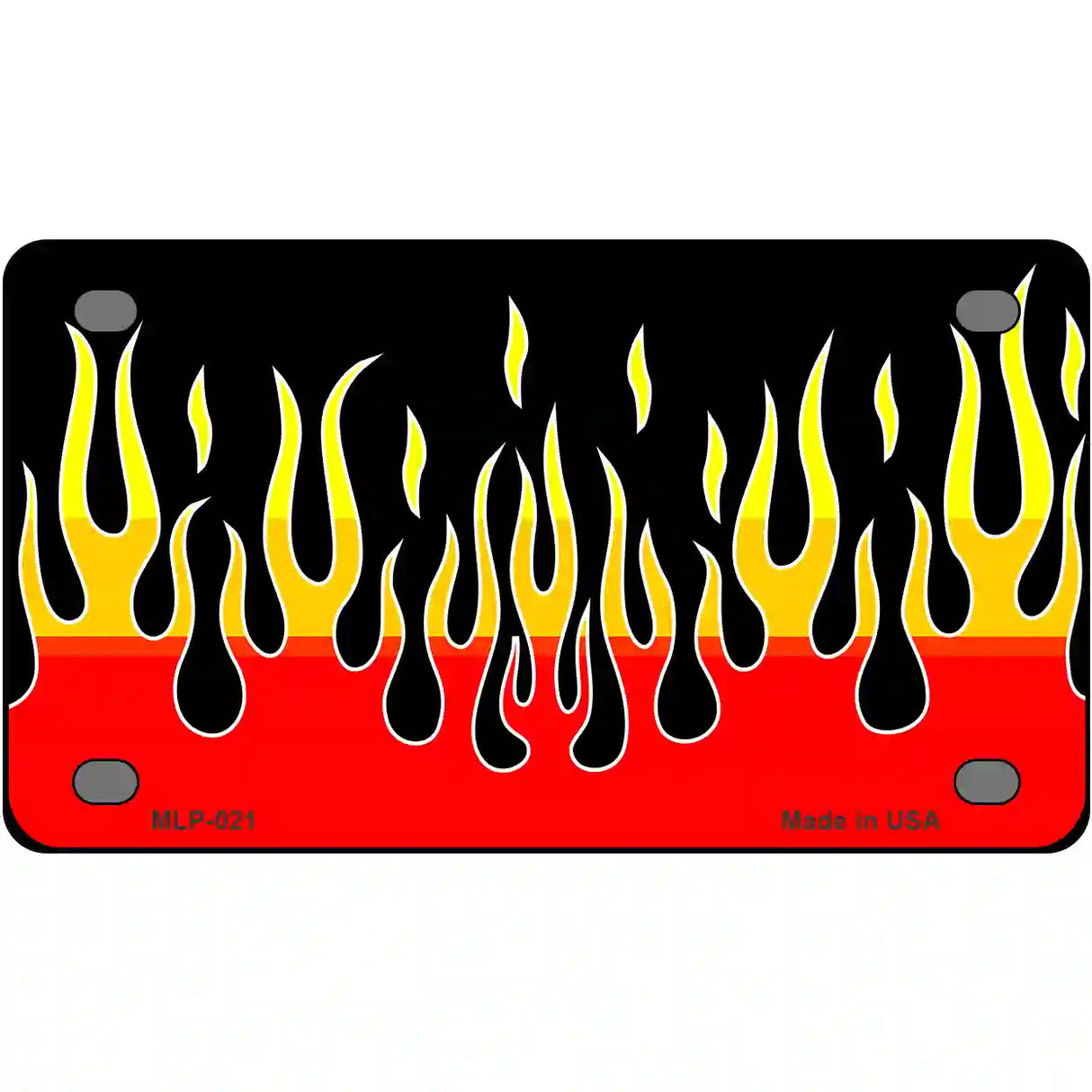 Flames Novelty Metal License Plate 4" x 2.2" (MLP)