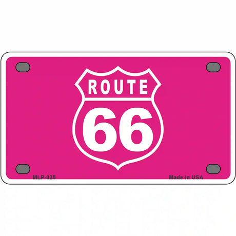 US Route 66 Pink Novelty Metal License Plate 4" x 2.2" (MLP)