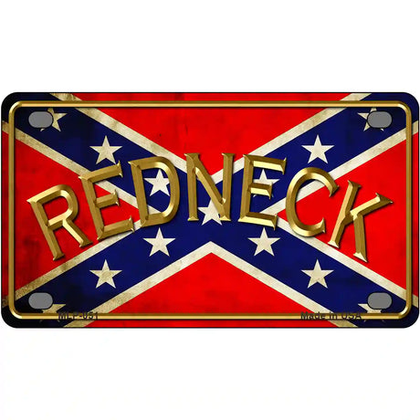 Redneck Confederate Flag Novelty Metal License Plate 4" x 2.2" (MLP)