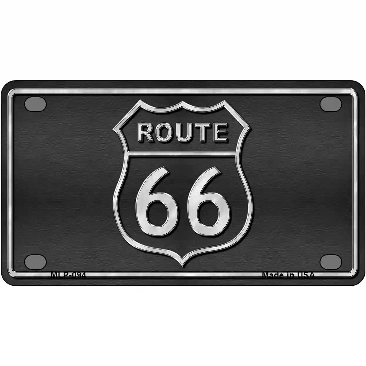 Route 66 Shield Black Metal Novelty License Plate 4" x 2.2" (MLP)