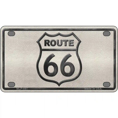 Route 66 Shield White Novelty Metal License Plate 4" x 2.2" (MLP)