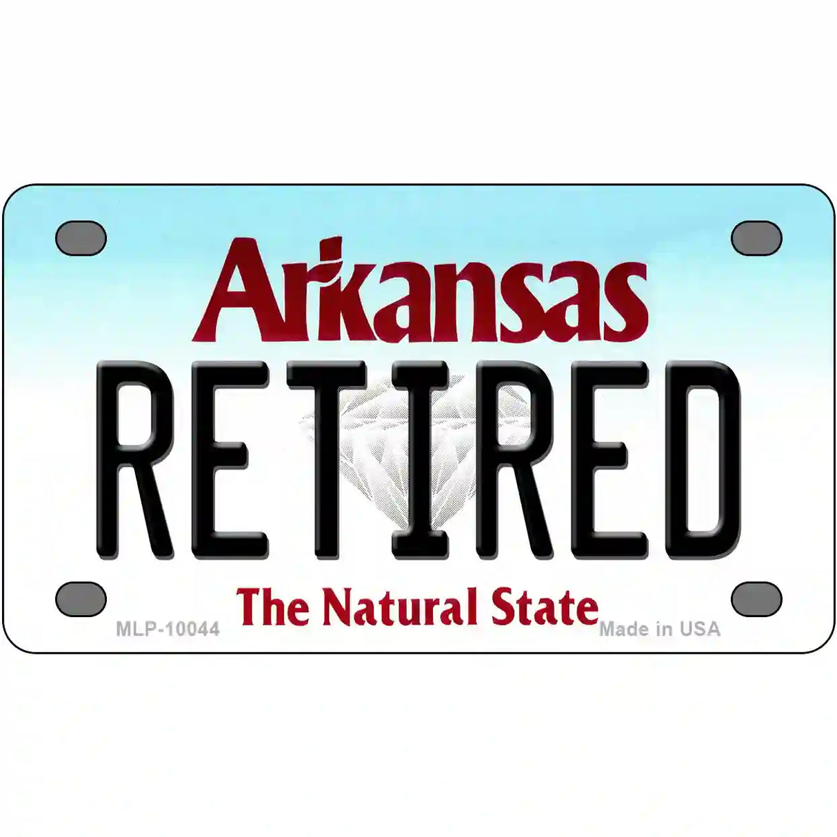 Retired Arkansas Metal Novelty License Plate 4" x 2.2" (MLP)