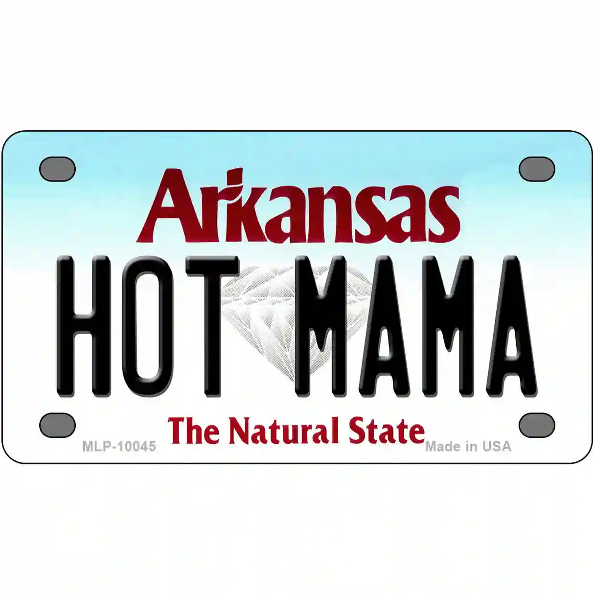 Hot Mama Arkansas Metal Novelty License Plate 4" x 2.2" (MLP)