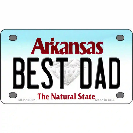 Best Dad Arkansas Metal Novelty License Plate 4" x 2.2" (MLP)