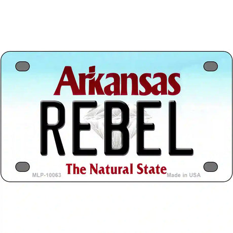 Rebel Arkansas Metal Novelty License Plate 4" x 2.2" (MLP)