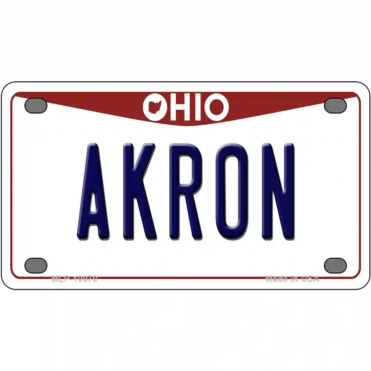 Akron Ohio Metal Novelty License Plate 4" x 2.2" (MLP)