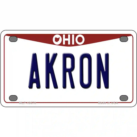 Akron Ohio Metal Novelty License Plate 4" x 2.2" (MLP)