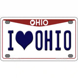 I Love Ohio Metal Novelty License Plate 4" x 2.2" (MLP)