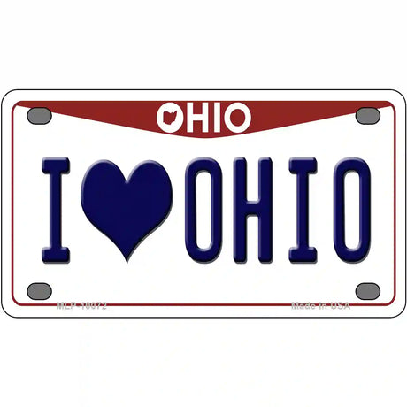 I Love Ohio Metal Novelty License Plate 4" x 2.2" (MLP)