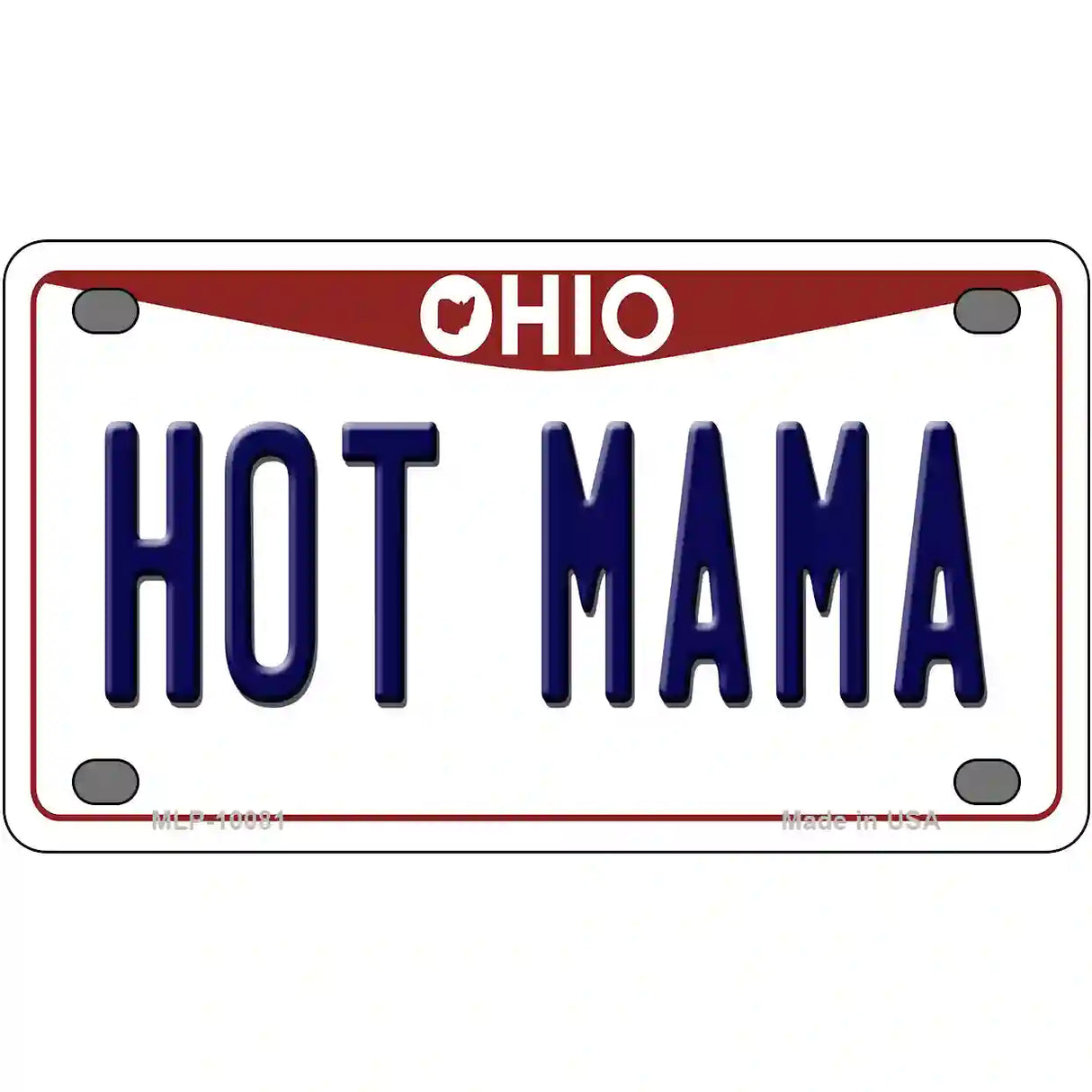 Hot Mama Ohio Metal Novelty License Plate 4" x 2.2" (MLP)