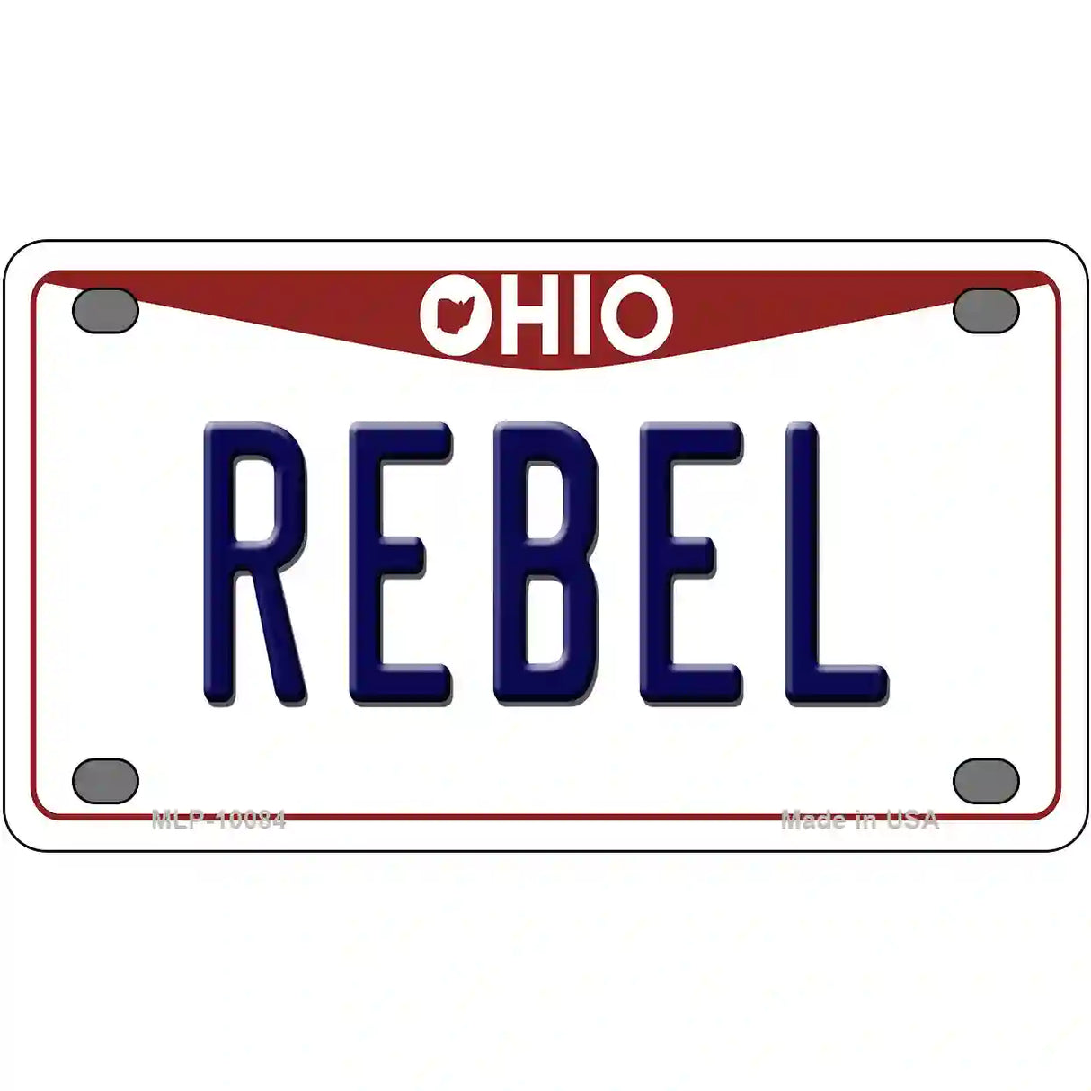 Rebel Ohio Metal Novelty License Plate 4" x 2.2" (MLP)