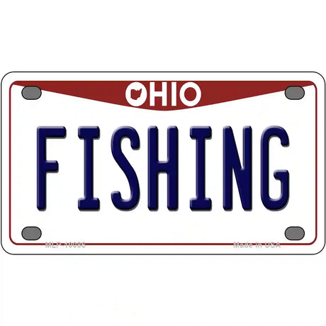 Fishing Ohio Metal Novelty License Plate 4" x 2.2" (MLP)