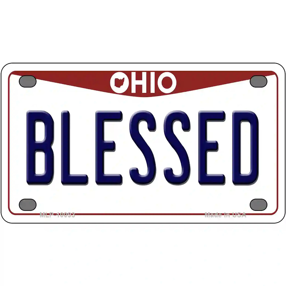 Blessed Ohio Metal Novelty License Plate 4" x 2.2" (MLP)