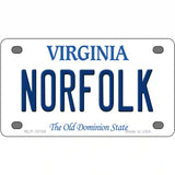 Norfolk Virginia Metal Novelty License Plate 4" x 2.2" (MLP)