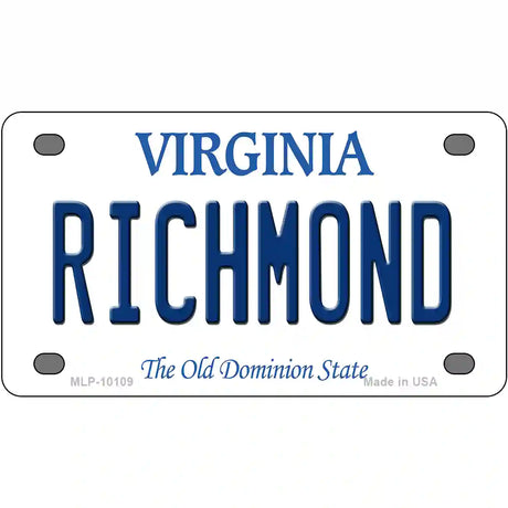 Richmond Virginia Metal Novelty License Plate 4" x 2.2" (MLP)