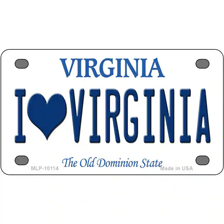 I Love Virginia Metal Novelty License Plate 4" x 2.2" (MLP)