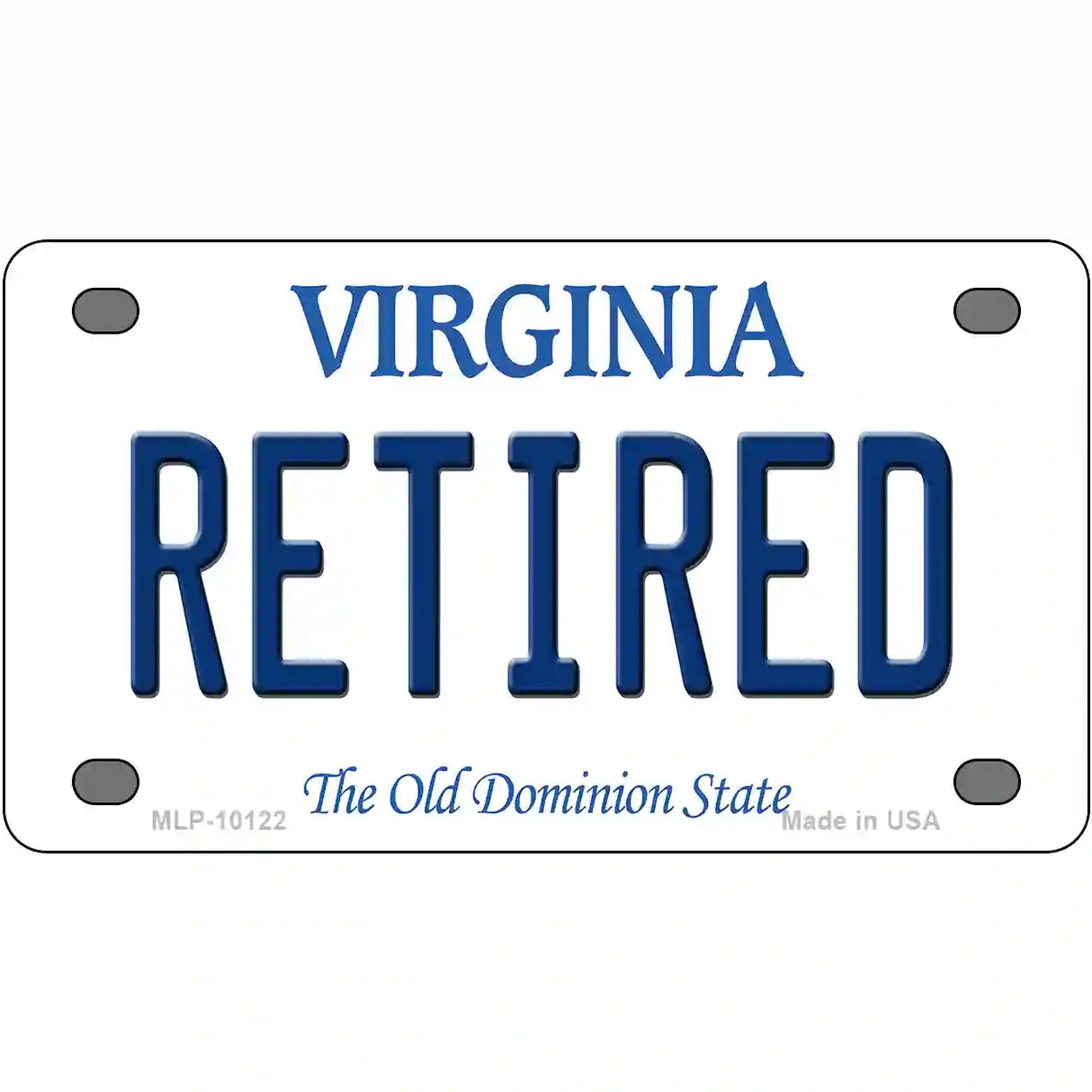 Retired Virginia Metal Novelty License Plate 4" x 2.2" (MLP)