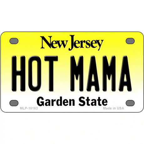 Hot Mama New Jersey Metal Novelty License Plate 4" x 2.2" (MLP)