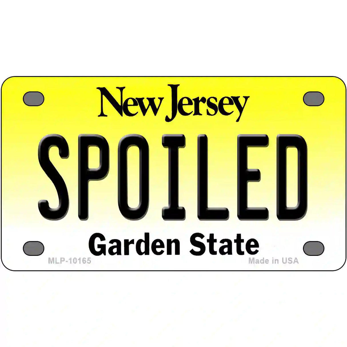 Spoiled New Jersey Metal Novelty License Plate 4" x 2.2" (MLP)