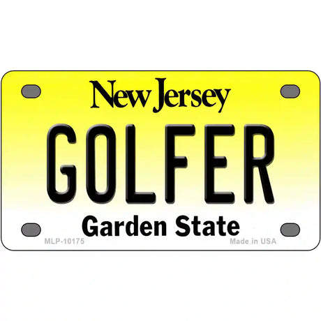 Golfer New Jersey Metal Novelty License Plate 4" x 2.2" (MLP)